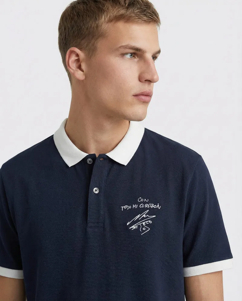 Polo in Jersey D10S con Stampa - Blu