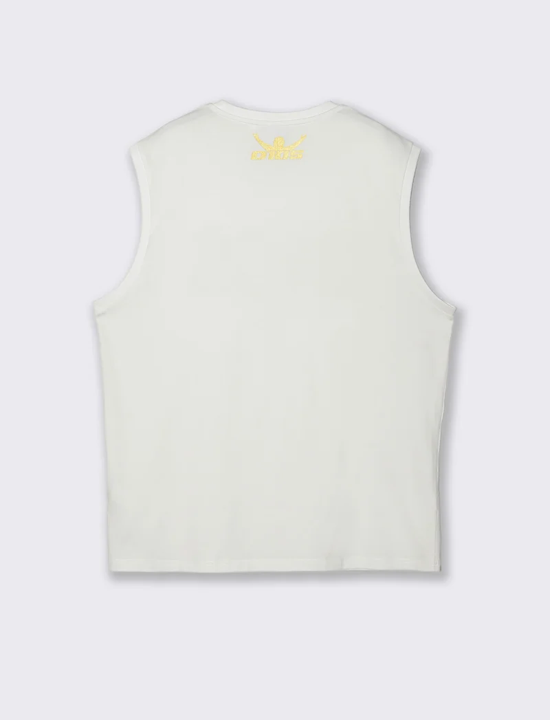 T-shirt senza maniche con stampa D10S - Bianco