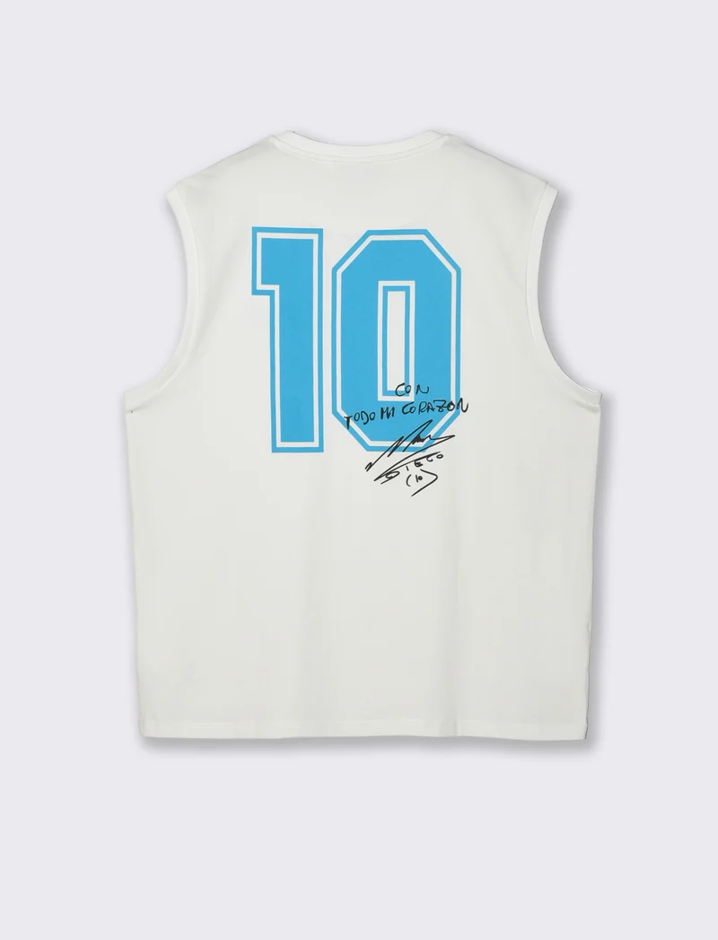 T-shirt senza maniche con stampa D10S - Bianco