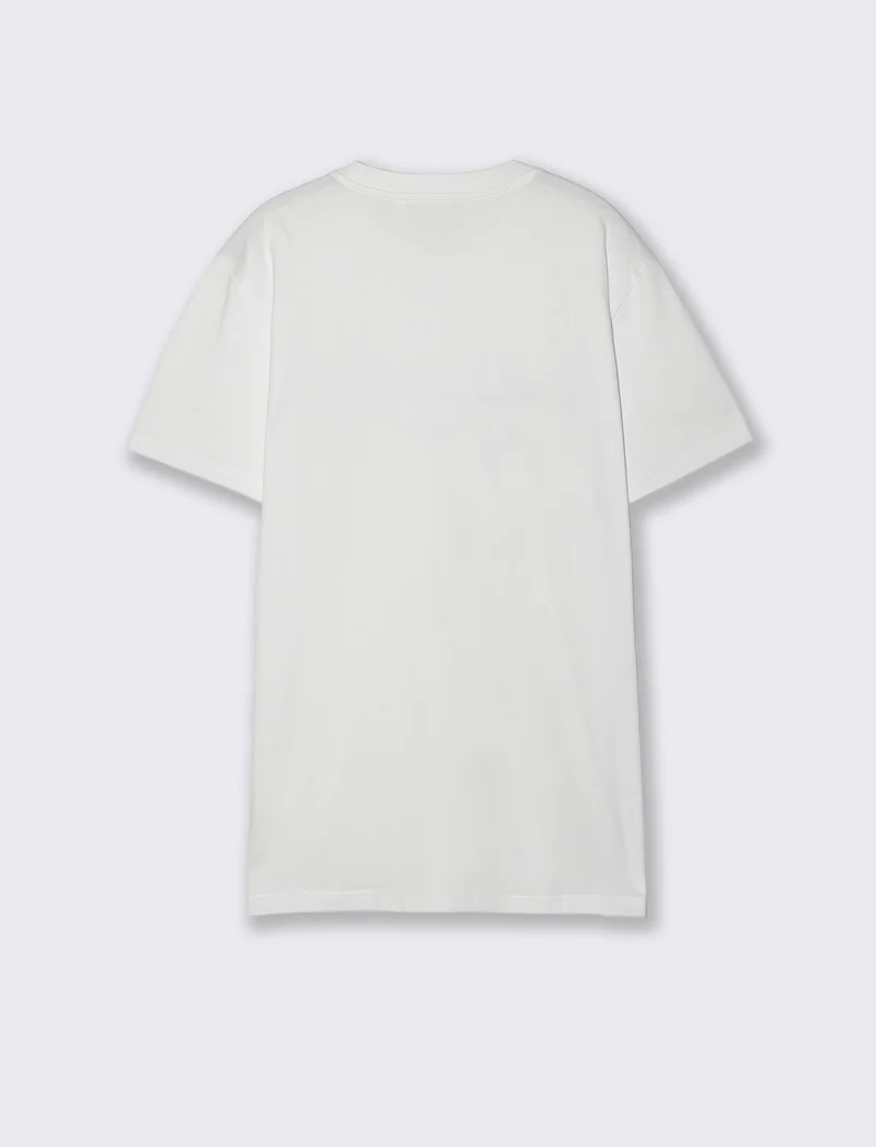 T-shirt girocollo con stampa 3D effetto - Bianco