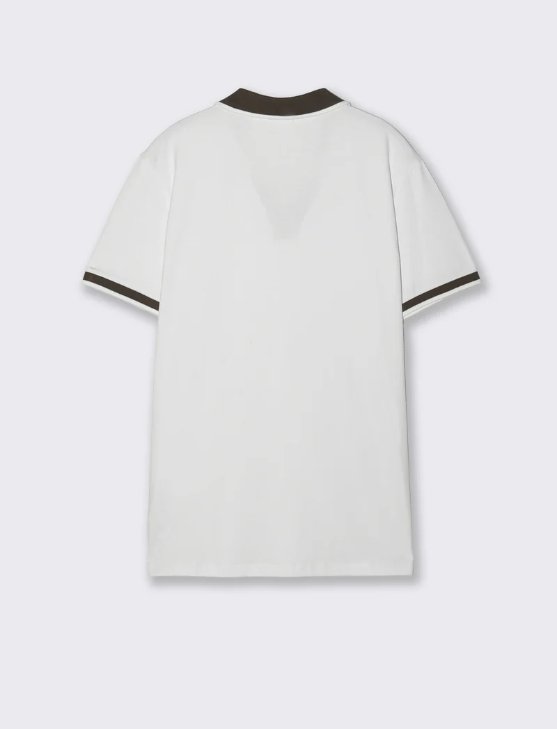 Polo Collo Derby in Cotone Elasticizzato - Bianco
