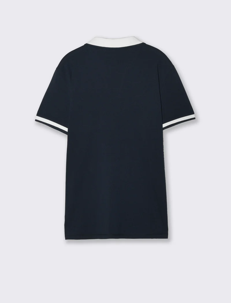 Polo Collo Derby in Cotone Elasticizzato - Blu