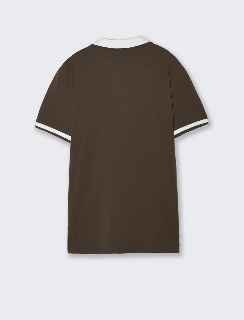 Polo Collo Derby in Cotone Elasticizzato - Moro