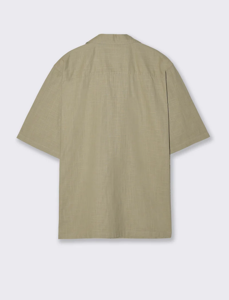 Camicia boxy fit in cotone slub - Verde salvia