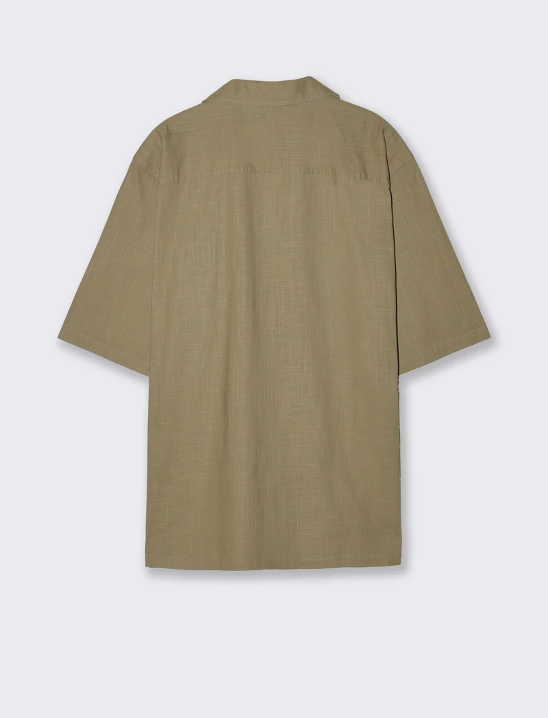Camicia boxy fit in cotone slub - Verde kaki