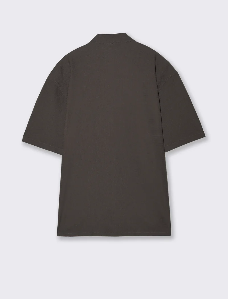 Camicia boxy fit in tessuto jacquard - Moro