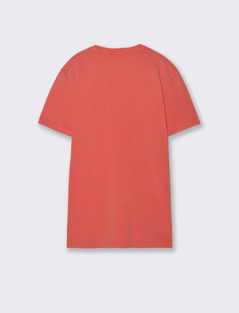 T-shirt Acid Wash in Cotone Jersey - Corallo
