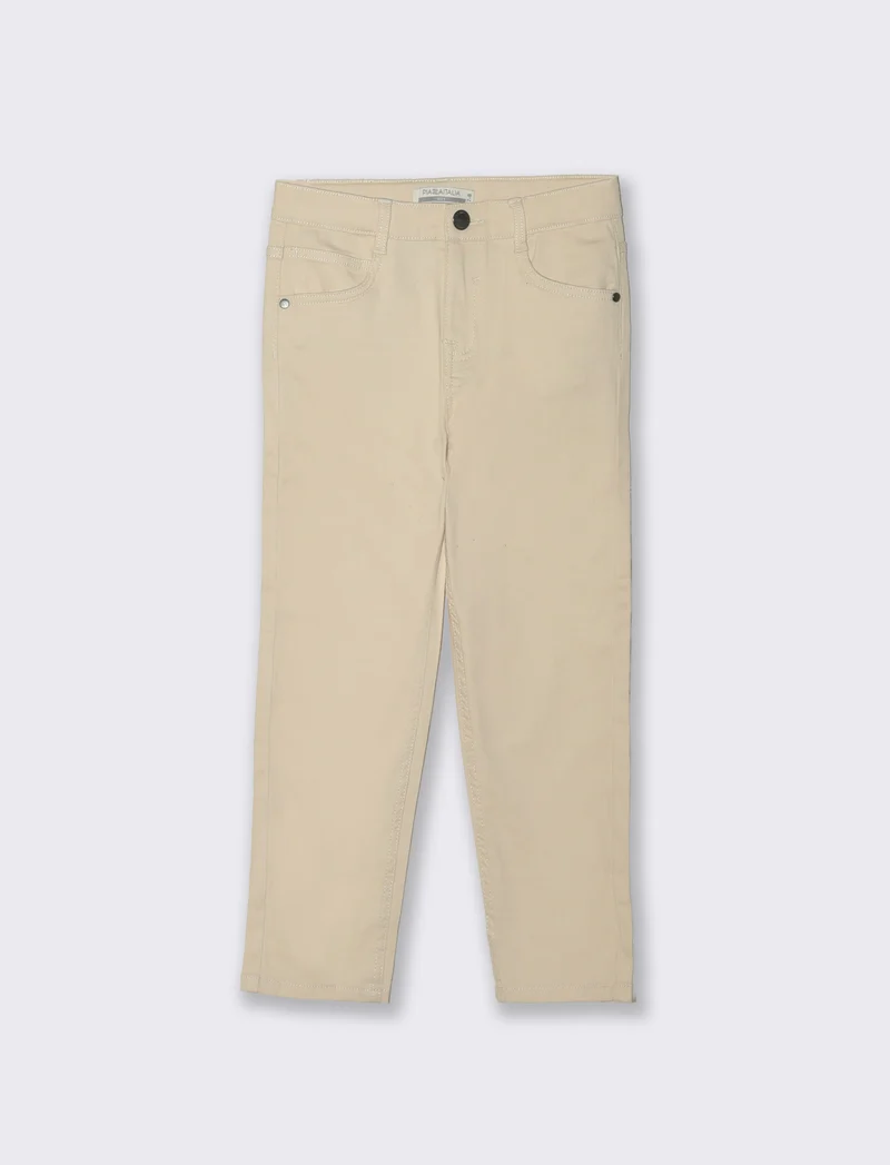 Pantaloni Cinque Tasche in Cotone Elastico - Beige