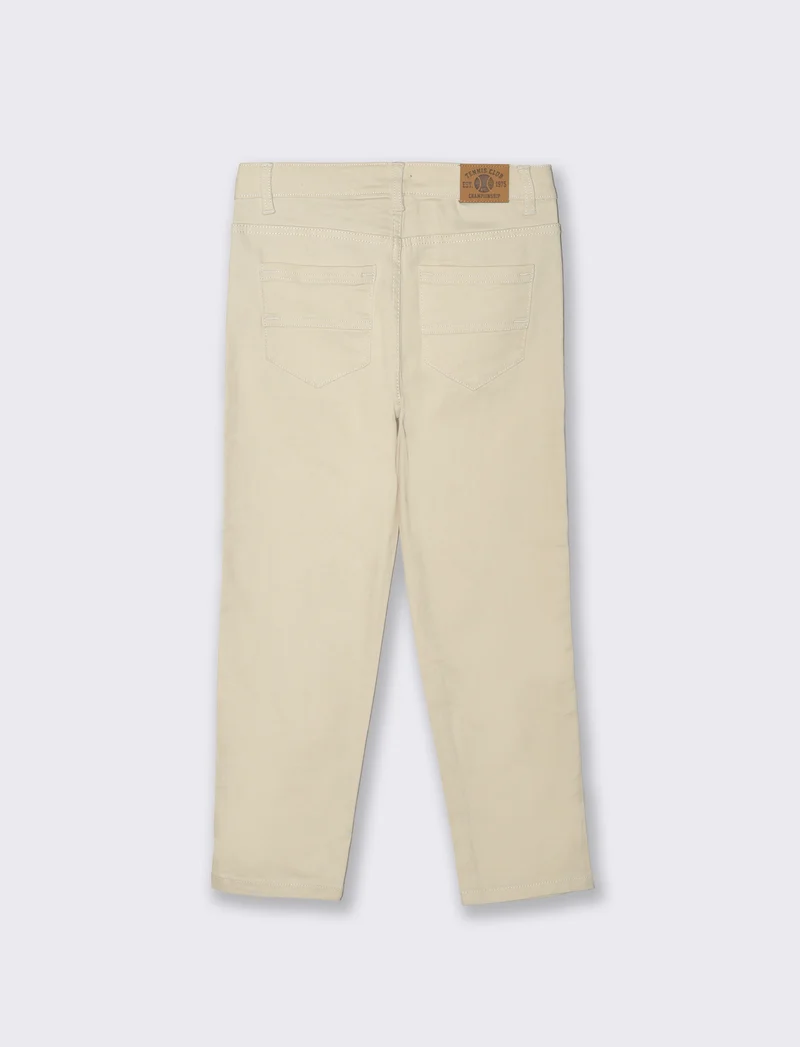 Pantaloni Cinque Tasche in Cotone Elastico - Beige