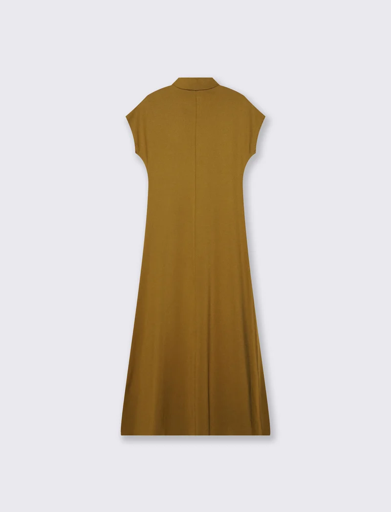 Vestito lungo in cotone manica corta - Verde oliva
