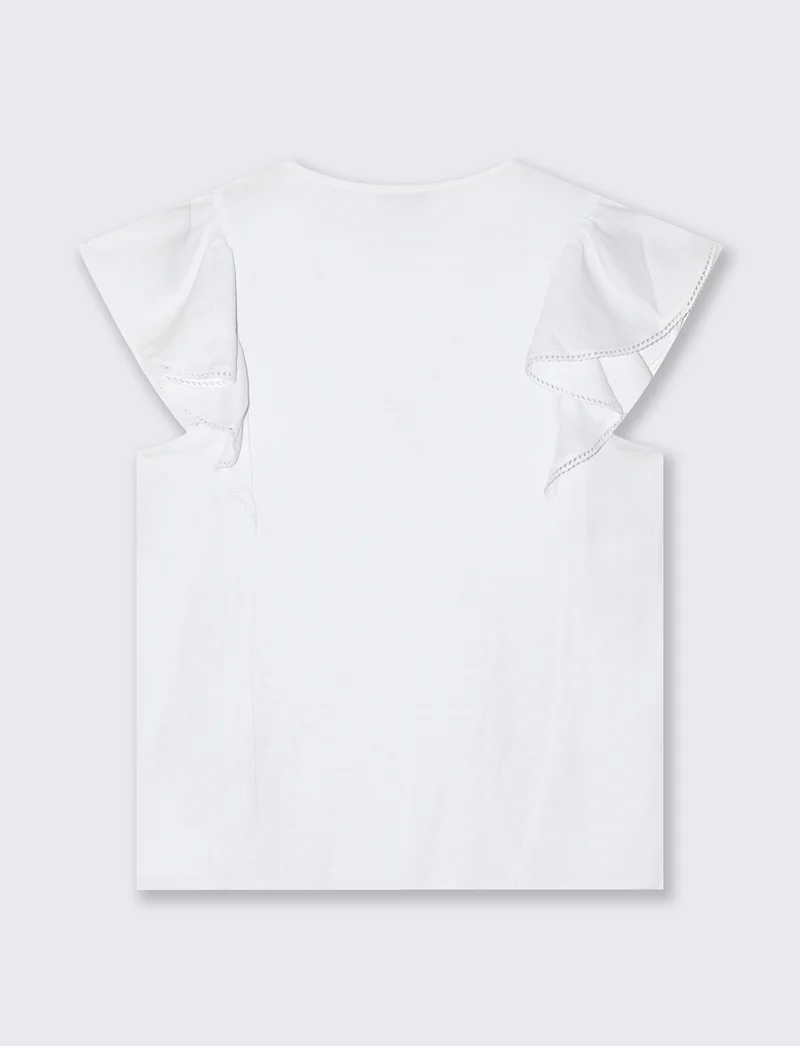 Camicia Giro Maniche con Rouches - Bianco
