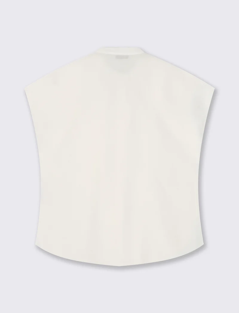Blusa con colletto coreano e spacchi - Avorio