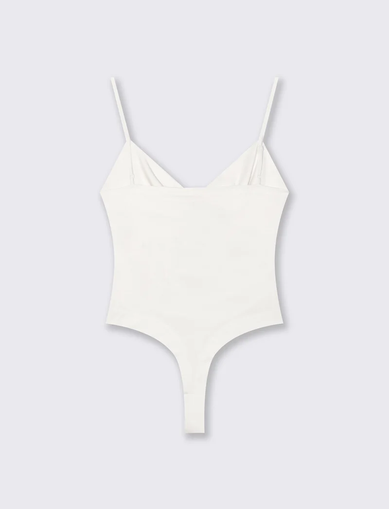 Body con spalline e scollo morbido - Avorio