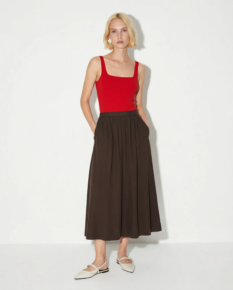 Top con spallina larga e scollo V cut-out - Rosso