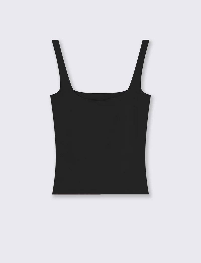 Top con spallina larga e scollo V cut-out - Nero