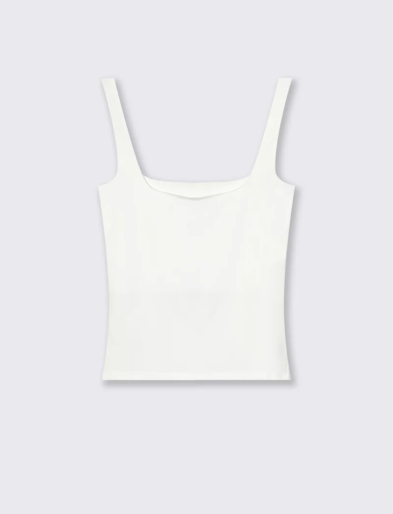 Top con spallina larga e scollo V cut-out - Bianco latte