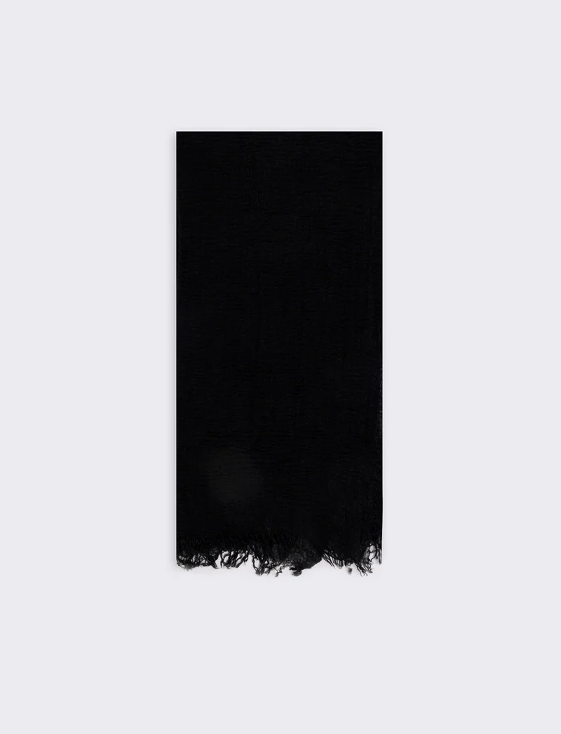 Foulard unito con frange eleganti - Nero