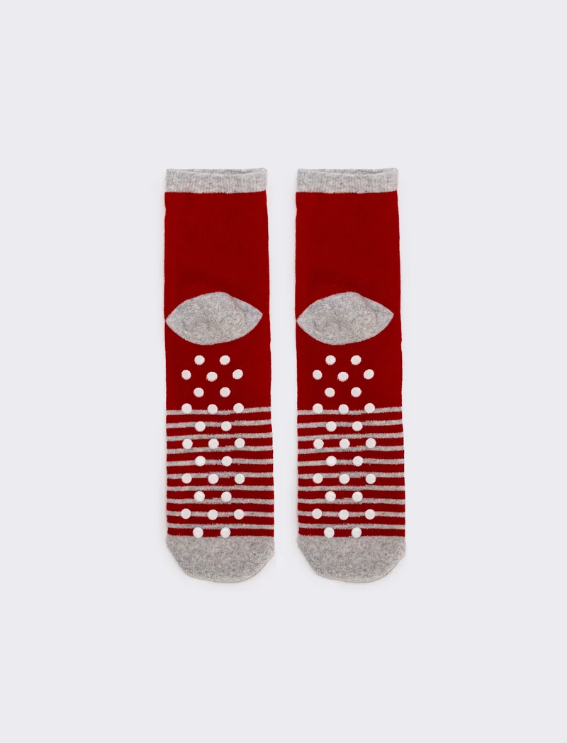 Calzino bambino antiscivolo vari soggetti natale - Rosso