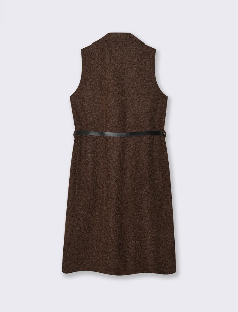 Cappotto con cintura smanicato - Moro