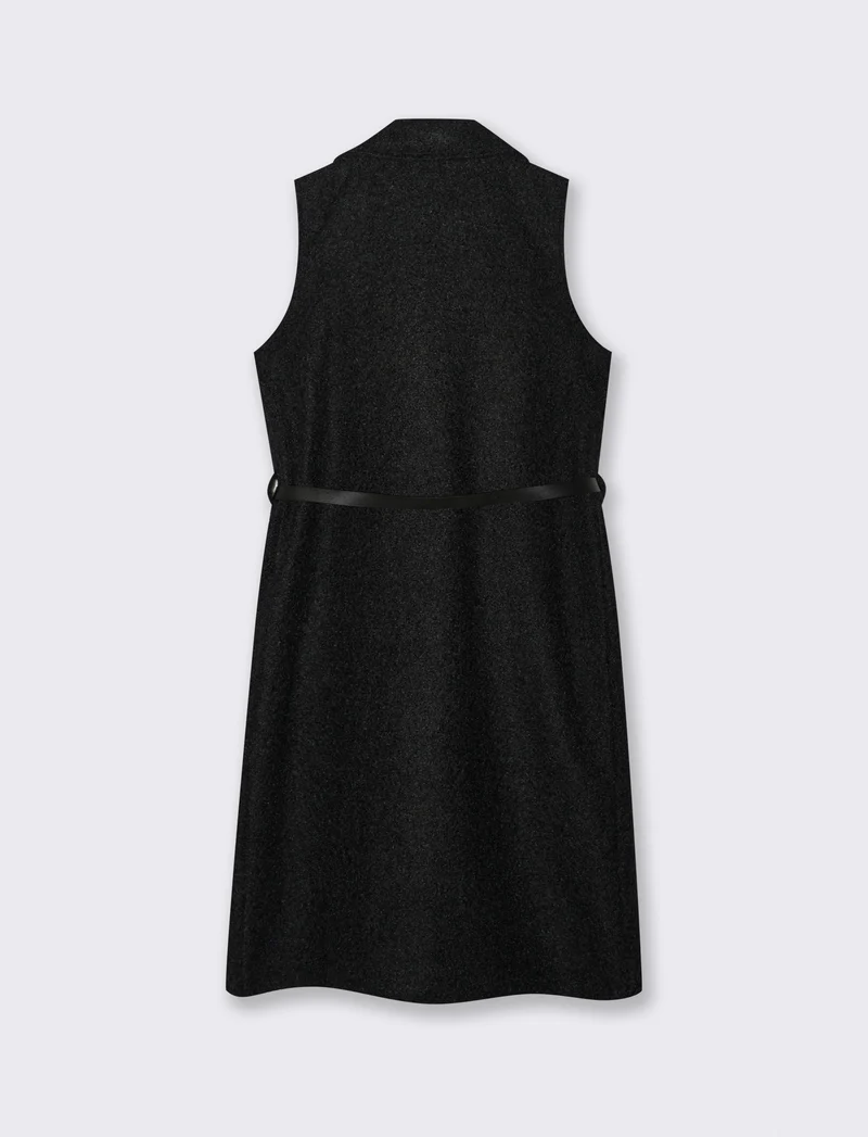 Cappotto con cintura smanicato - Nero