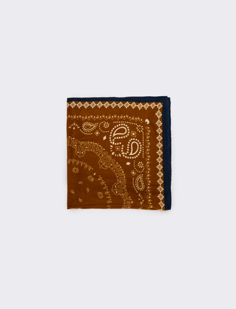 Foulard stampato con anello - Ocra