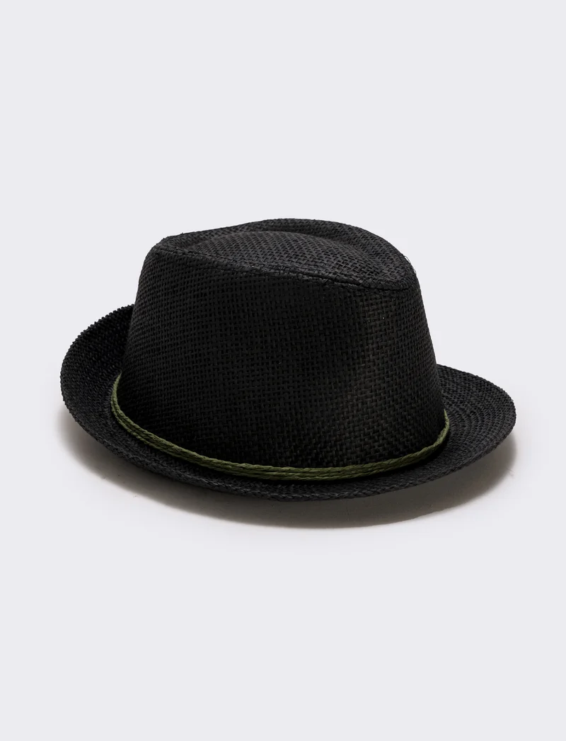 Cappello in paglia per uomo elegante - Nero