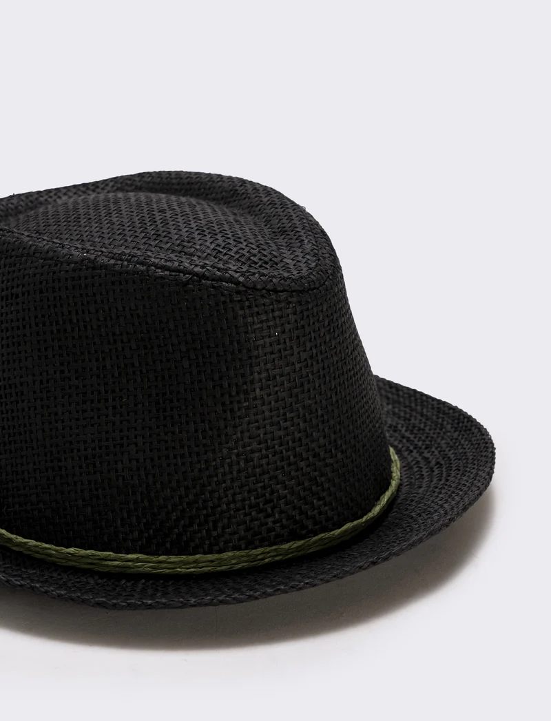Cappello in paglia per uomo elegante - Nero