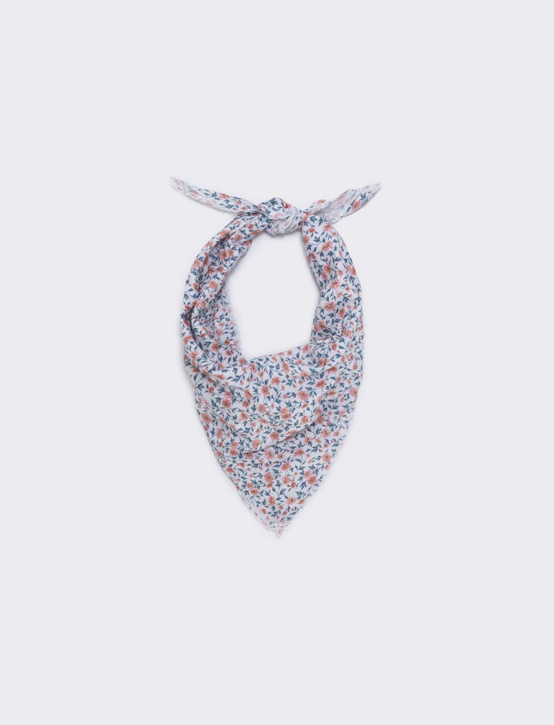 Foulard triangolo con fiorellini e pizzo - Rosa