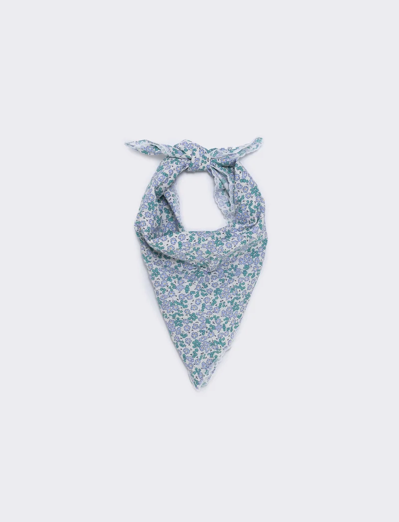 Foulard triangolo con fiorellini e pizzo - Lilla