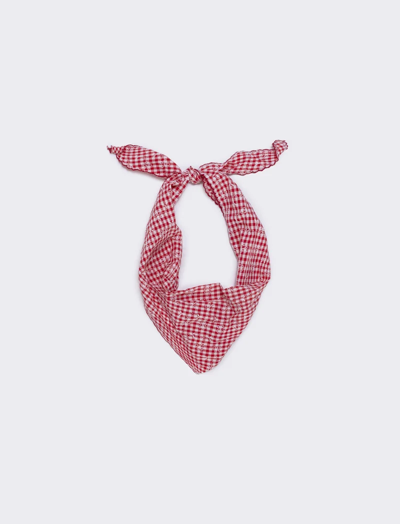 Foulard triangolino vichy elegante e chic - Rosso