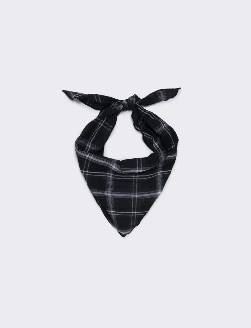 Foulard triangolino righe e quadri eleganti - Nero