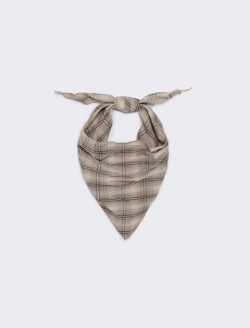Foulard triangolino righe e quadri eleganti - Beige