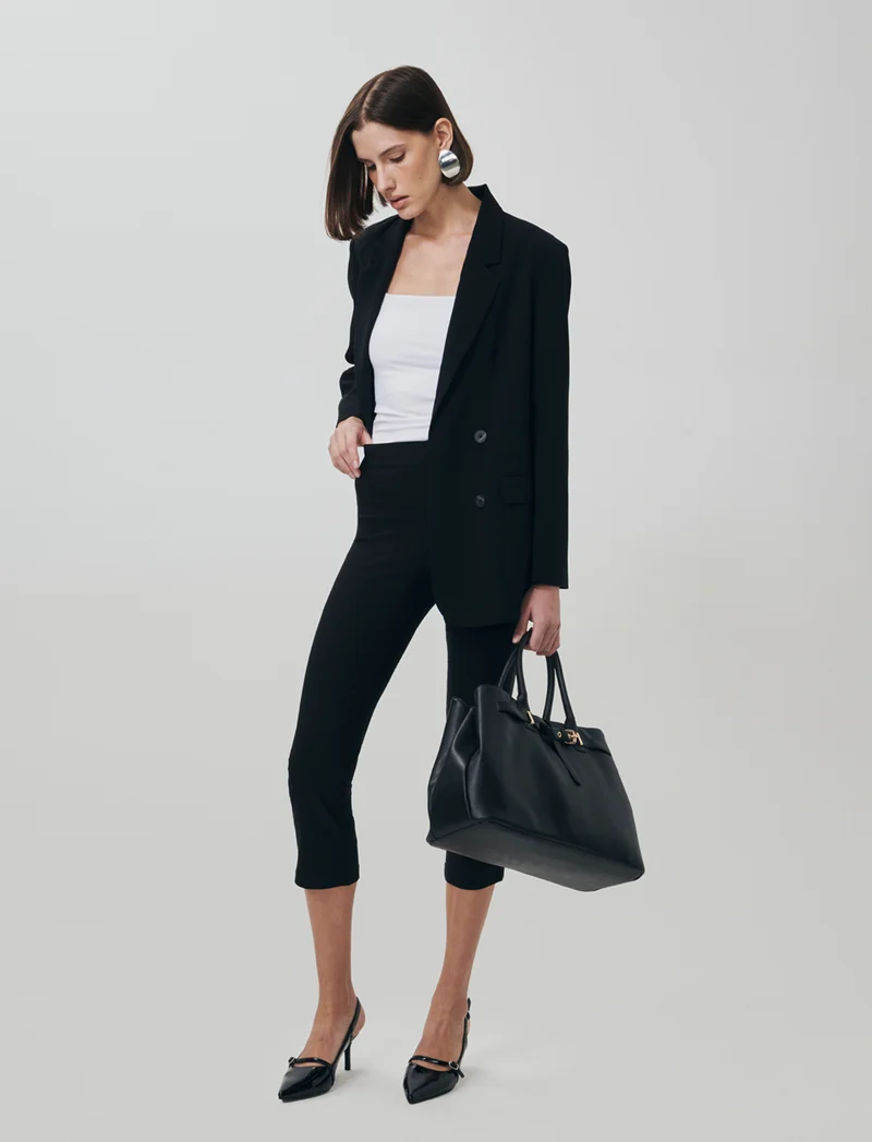 Pantalone Capri con Vita Alta - Nero