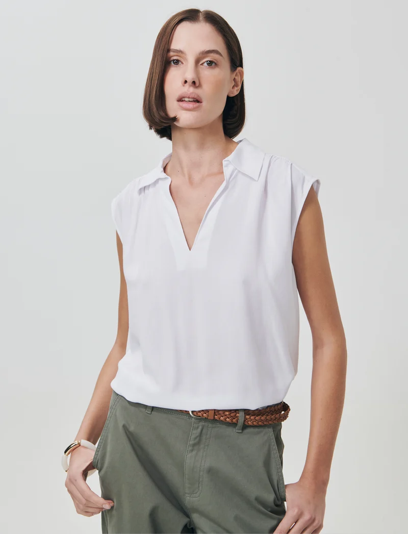 Casacca con Scollo a V Elegante - Bianco