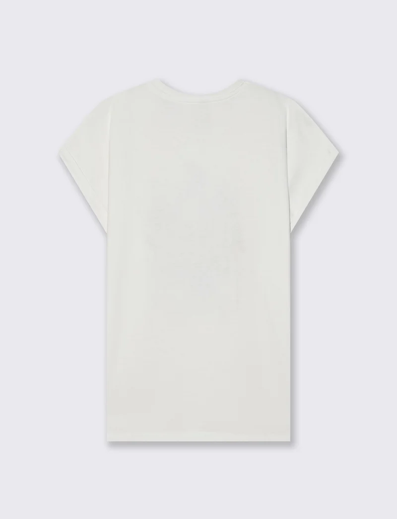 T-Shirt Manica Corta con Stampa e Spalle Scesa - var 1