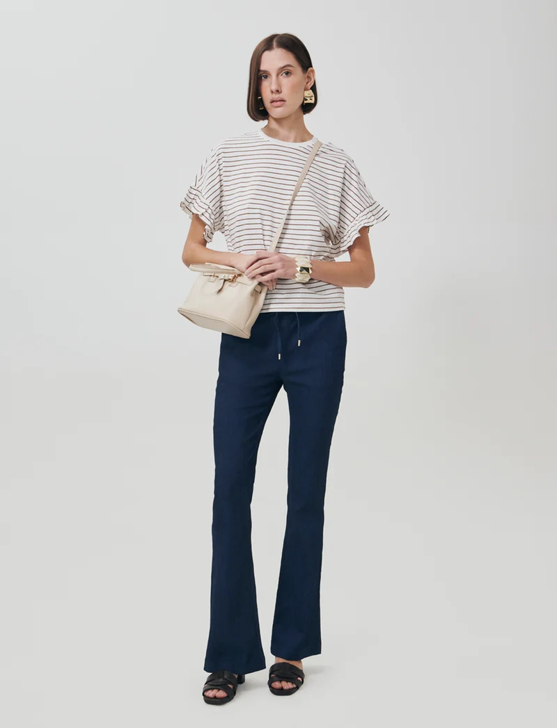 Pantalone Flare con Elastico in Vita - DENIM SCURO
