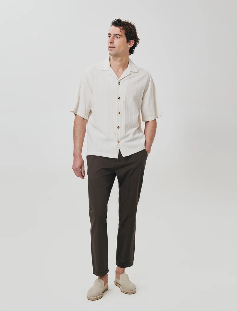 Pantaloni Chino Jogger in Cotone Slub - Moro