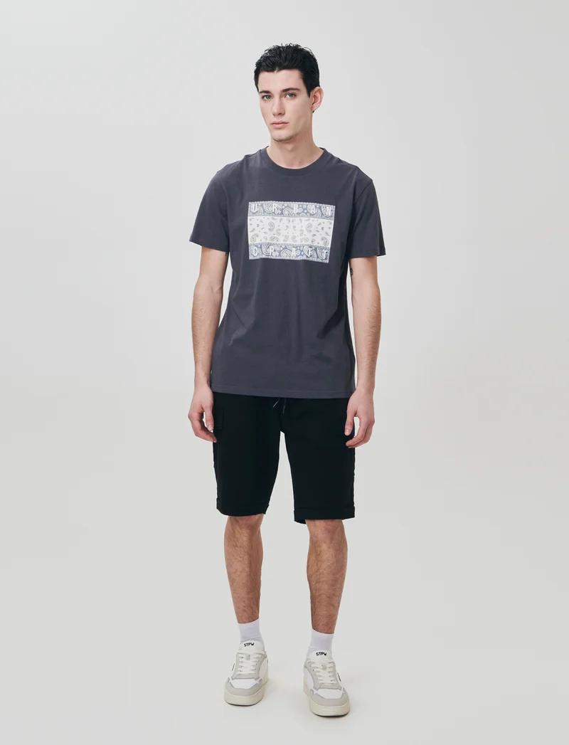 Bermuda Jogger Cargo Fit in Cotone Stretch - Nero