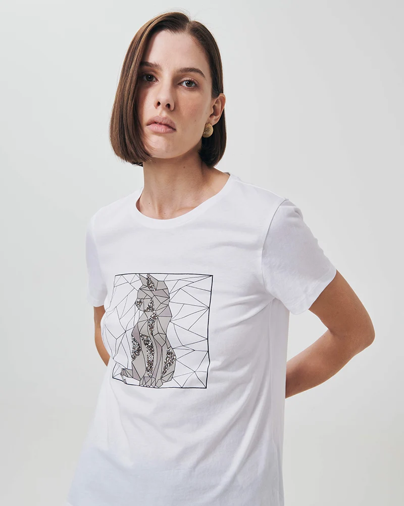 T-Shirt in Cotone con Stampa Frontale - var 3