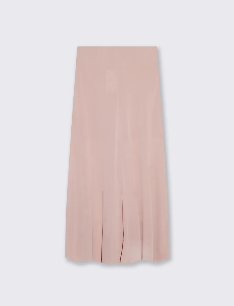 Gonna Lunga Foderata con Elastico in Vita - Rosa antico