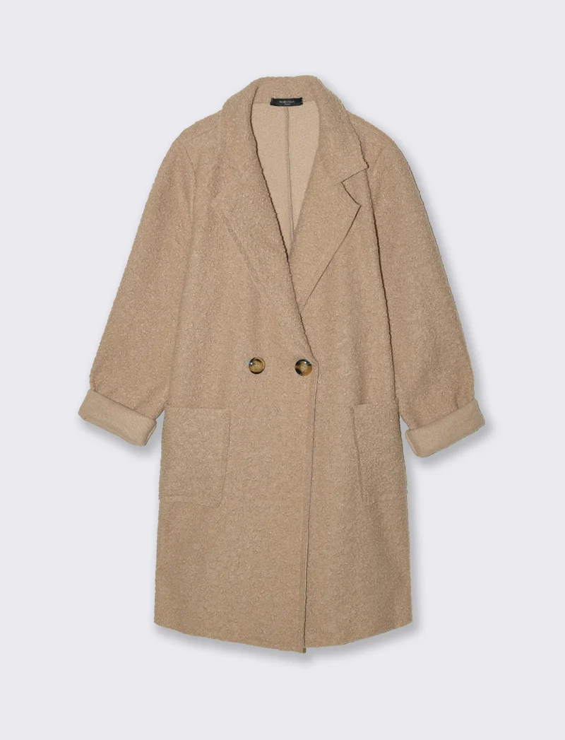 CAPPOTTO IN TESSUTO ARRICCIATO - Beige