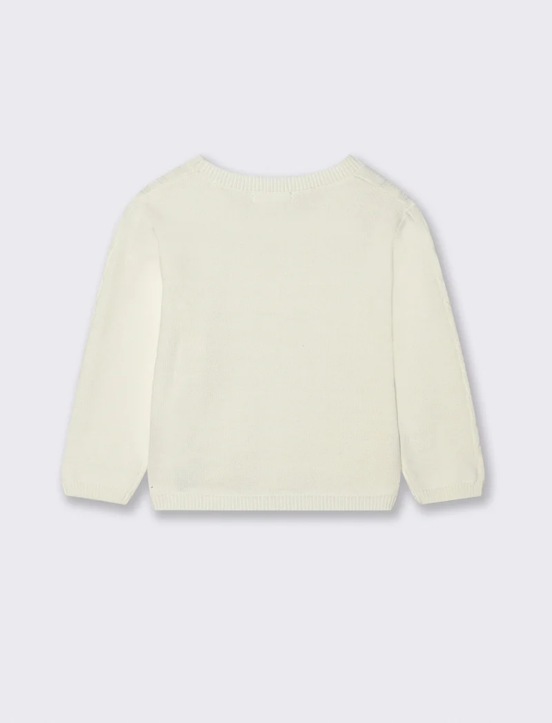 Cardigan con trecce - Bianco latte