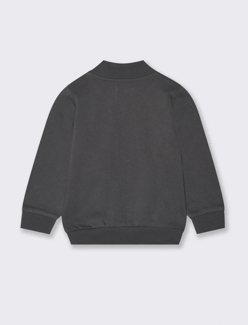 Felpa con inserto a fantasia - Grigio piombo