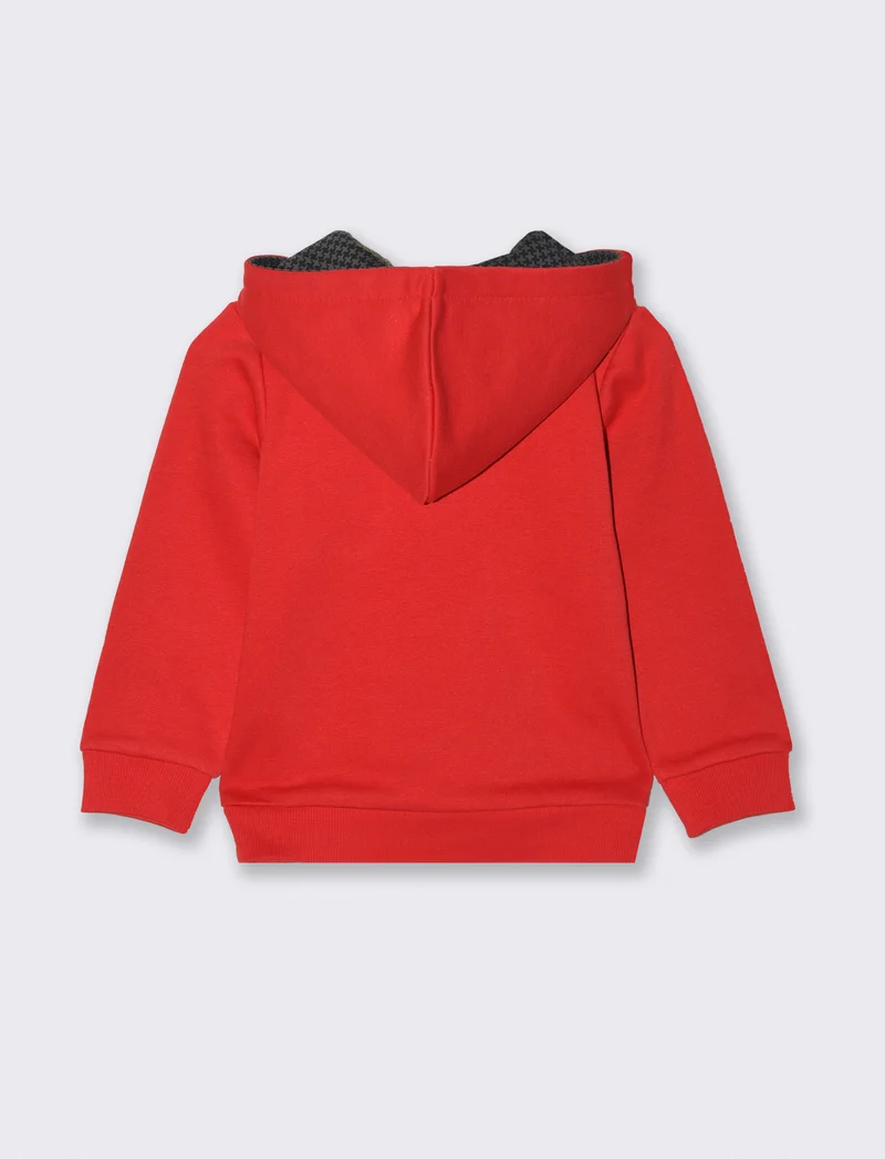 Felpa con cappuccio a fantasia - Rosso