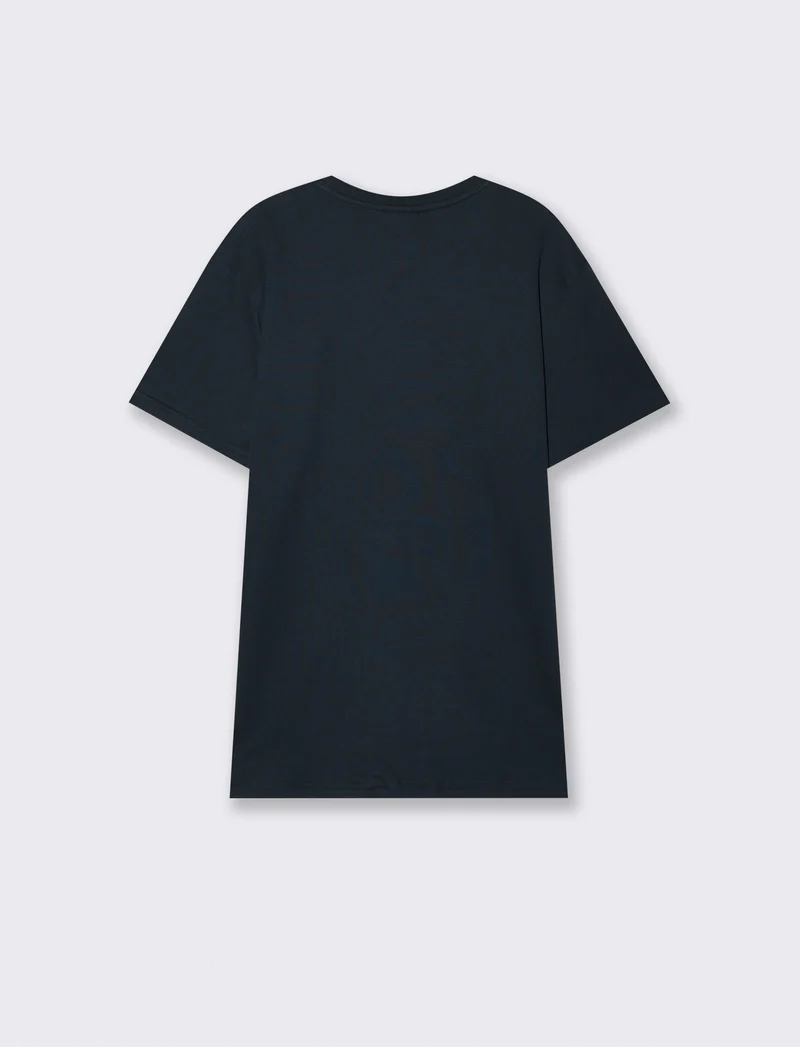 T-shirt cotone jacquard maniche corte - Blu