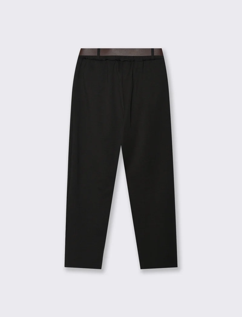 Pantalone in tessuto morbido con cintura - Nero