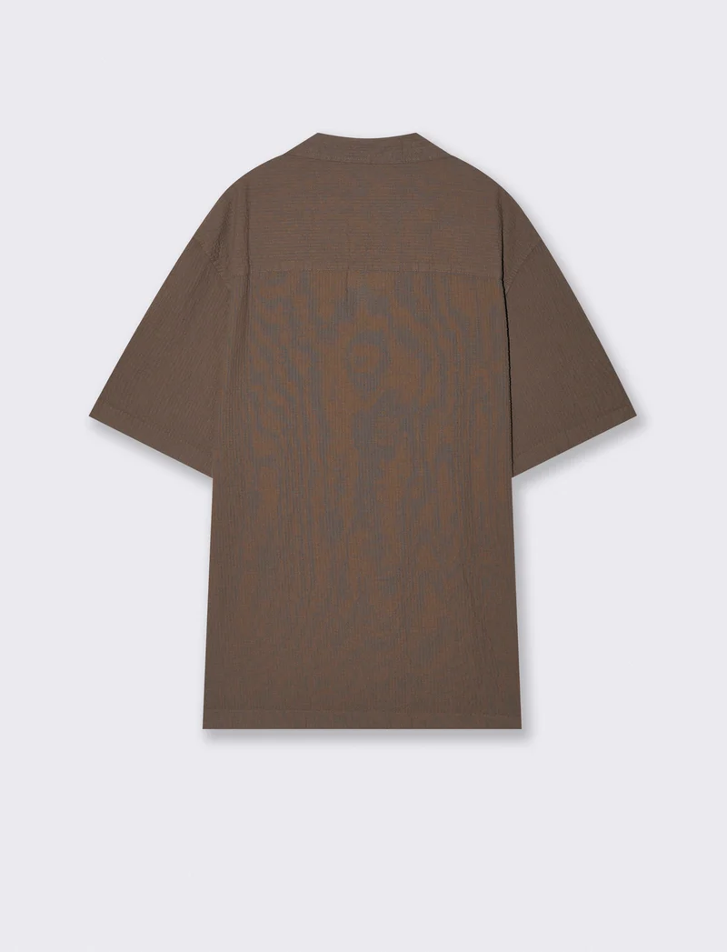 Polo jacquard effetto garza maniche corte - Grigio fango