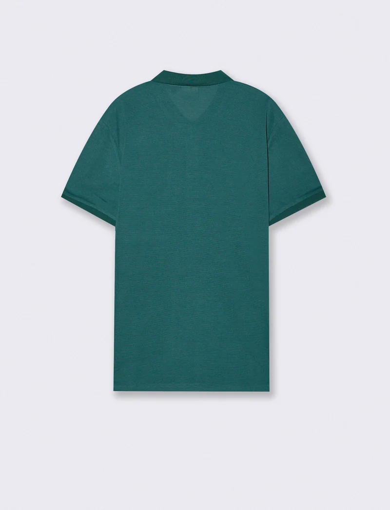 Polo basica con taschino e maniche corte - Verde petrolio