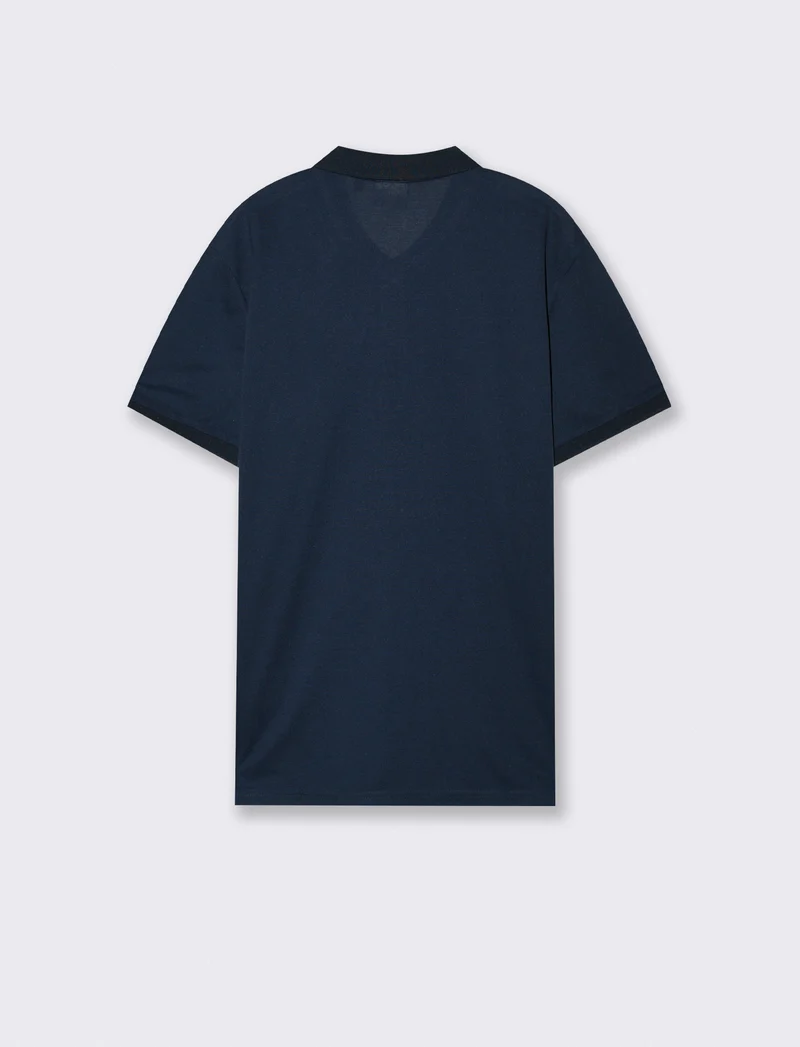 Polo basica con taschino e maniche corte - Blu