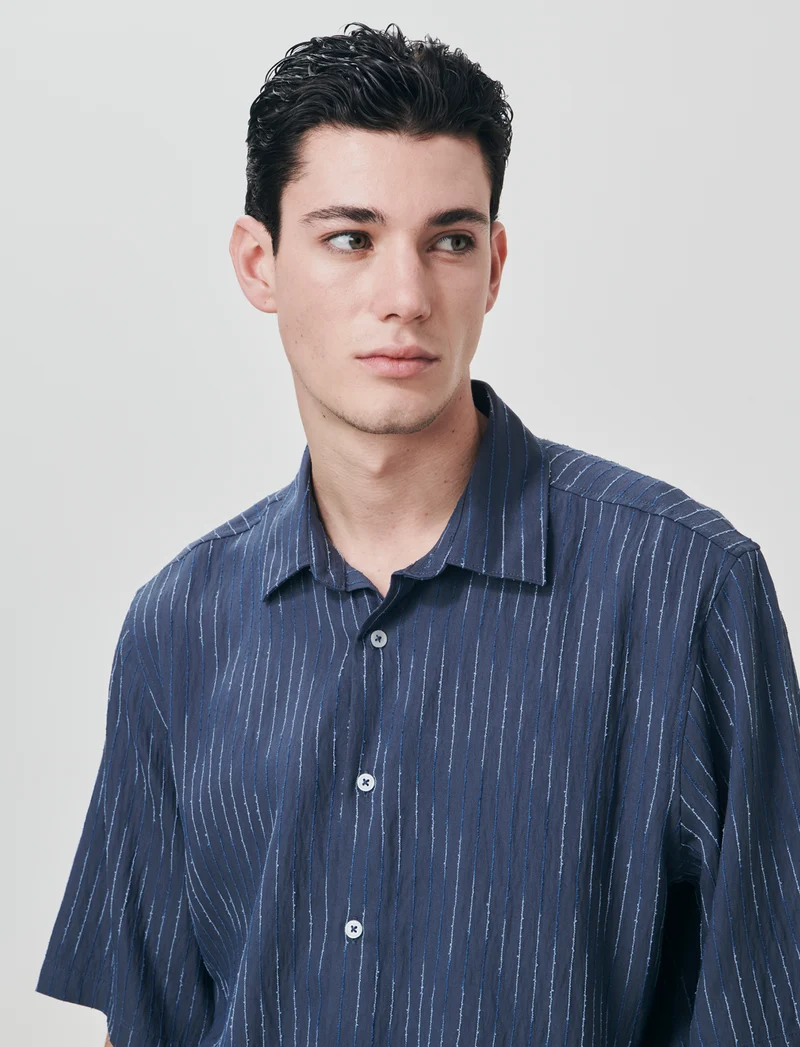 Camicia boxy fit a righe ricamate - Avion